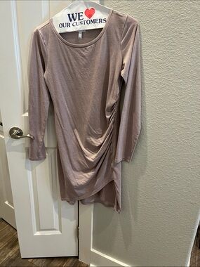 Leith Mauve Long Sleeve Side-Ruched Tunic